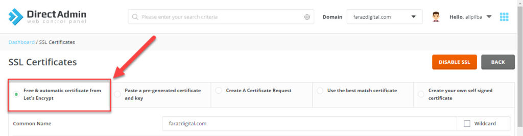 How to Install free SSL in Direct Admin