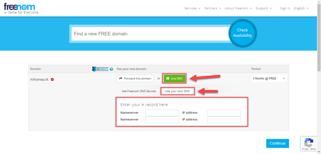 Domain connection settings to hosts