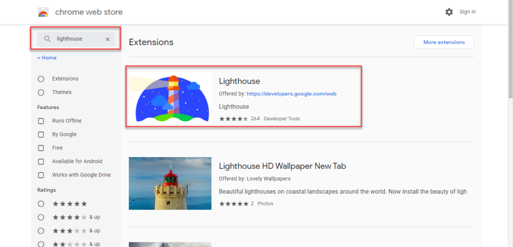 Chrome Lighthouse Plugin