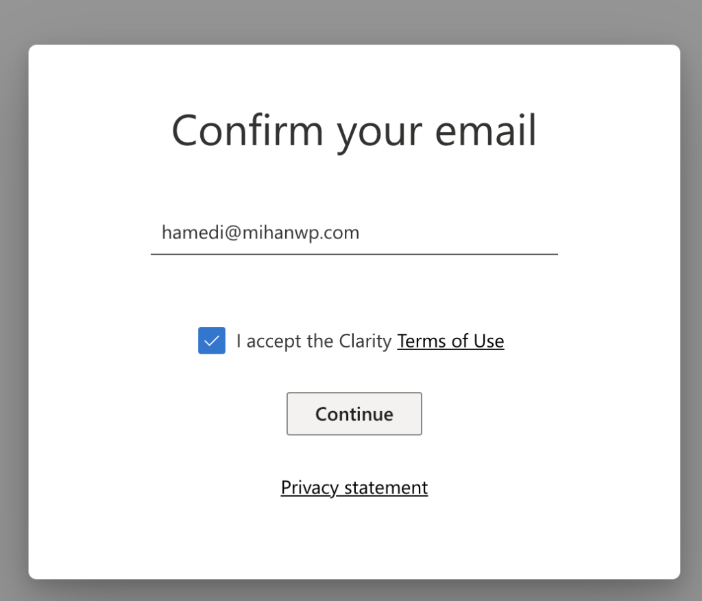 Email Verification in Microsoft Clarity