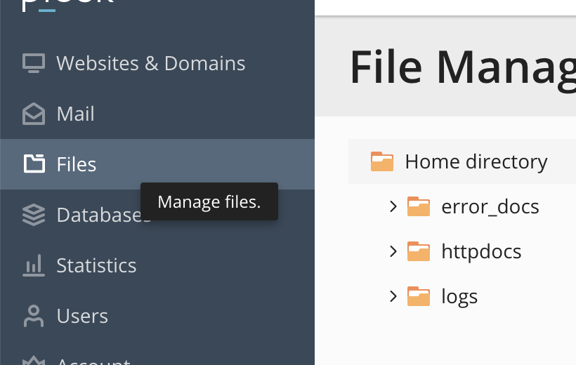 Plesk file manager