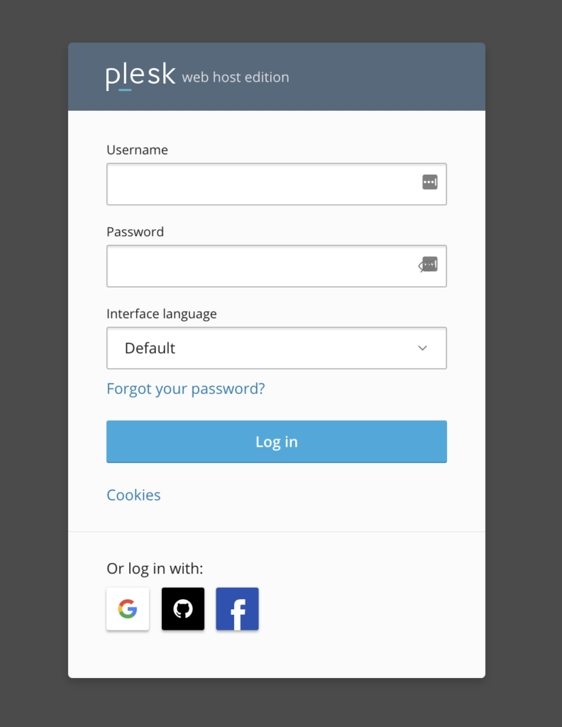 Plesk login page