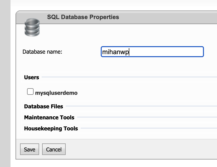 Create Database Form