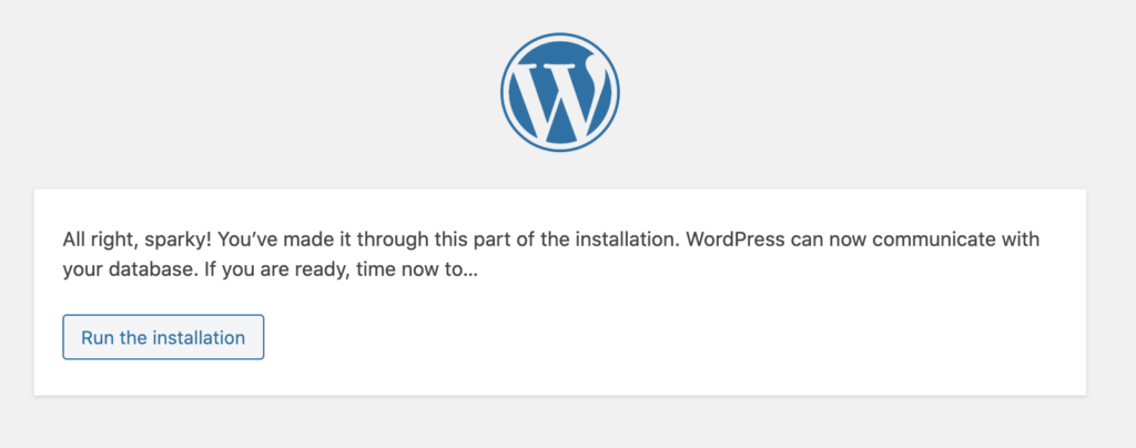 Run WordPress Installation