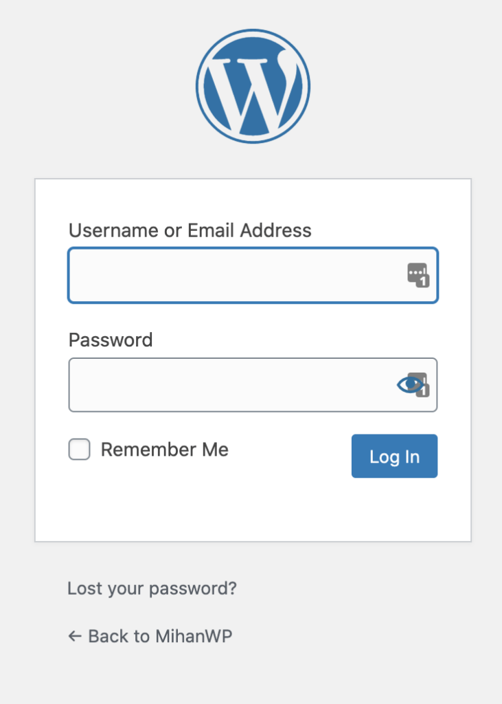 WordPress Default Login Form