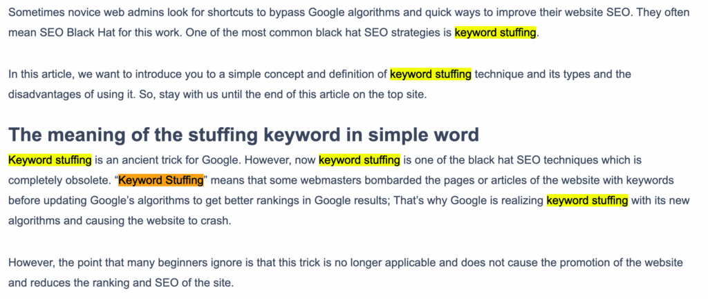 Keyword Stuffing