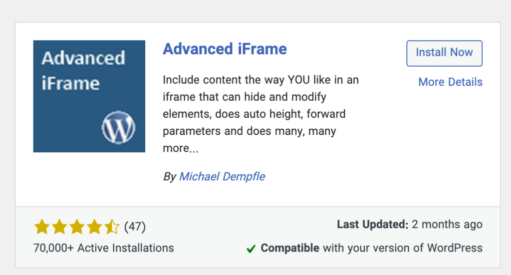 Install the Advanced iFrame plugin