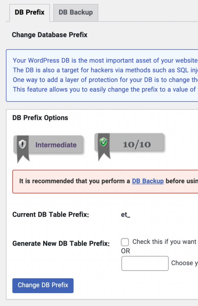 Change Database Prefix