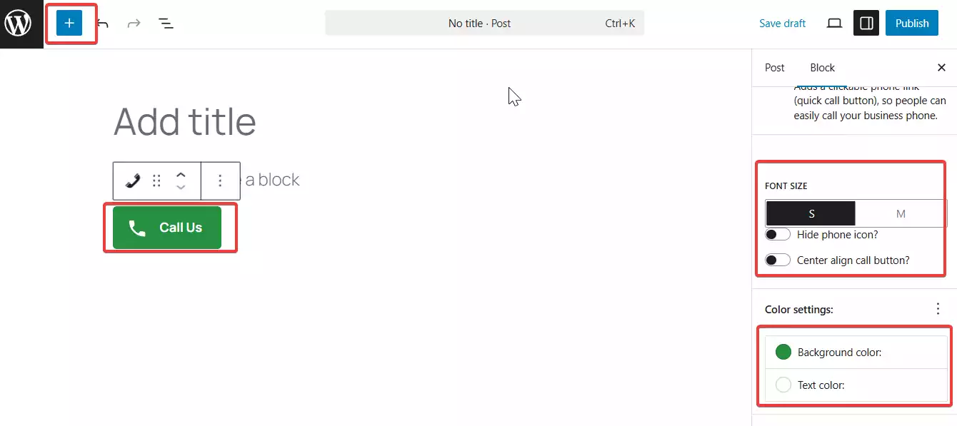 WP Call Button Add Block
