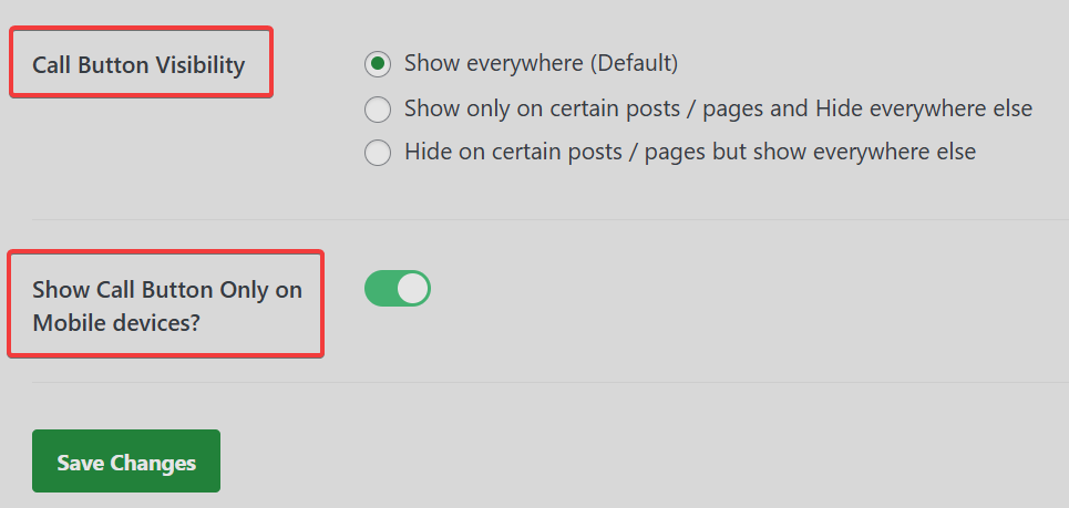 WP Call Button Call Button Visibility