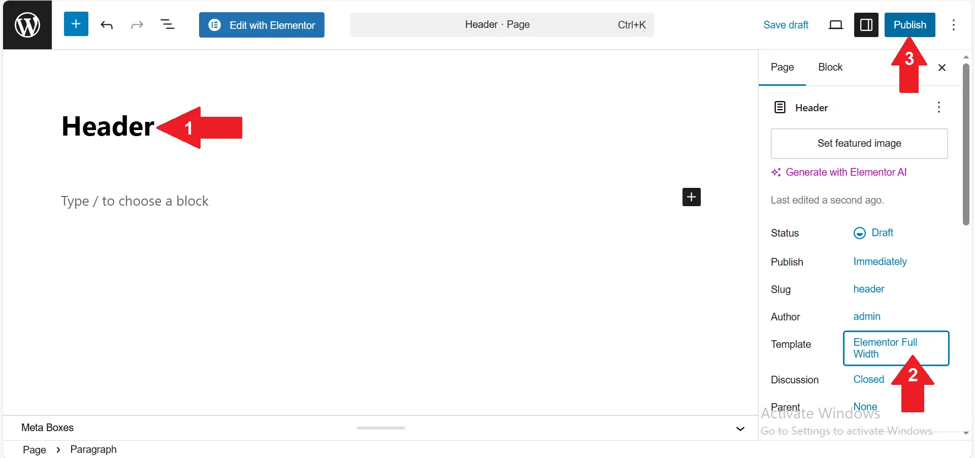 Part 1: Designing the Ethereum Website Header with Elementor 5 Page settings