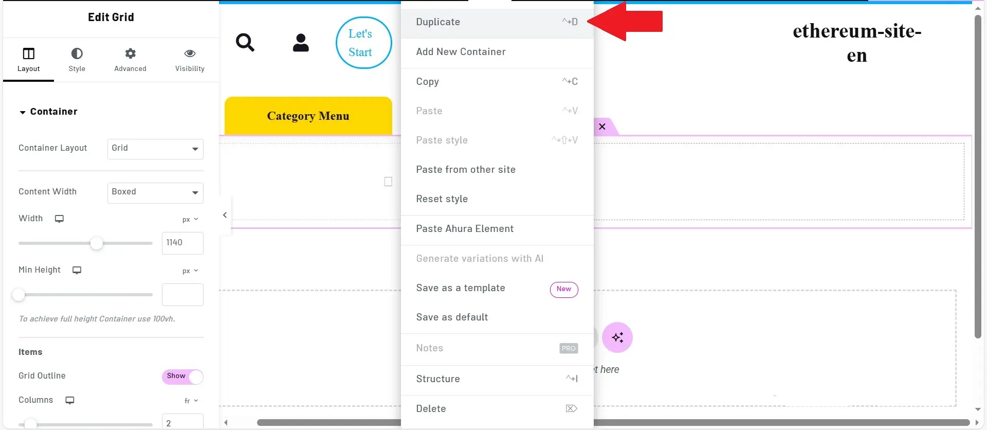 Part 1: Designing the Ethereum Website Header with Elementor 9 Duplicate the columns