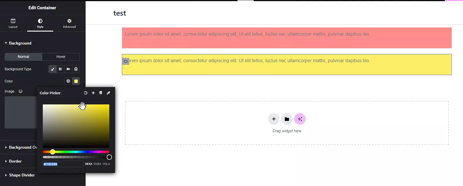Container background color