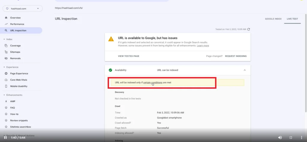 Url will be indexed only if certain conditions
