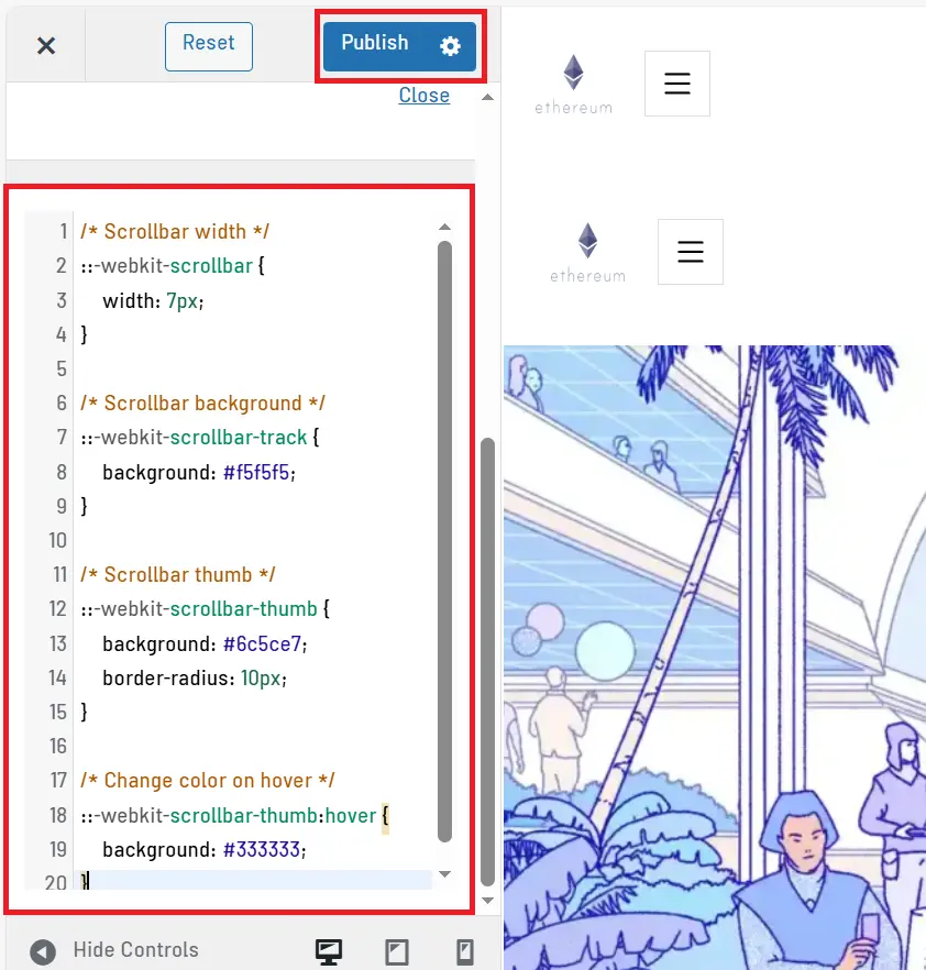 How to Customize WordPress Scrollbar 3 add the new code