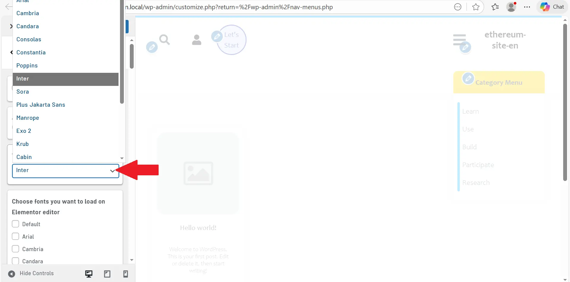 Part 1: Designing the Ethereum Website Header with Elementor 22 Choosing the Font