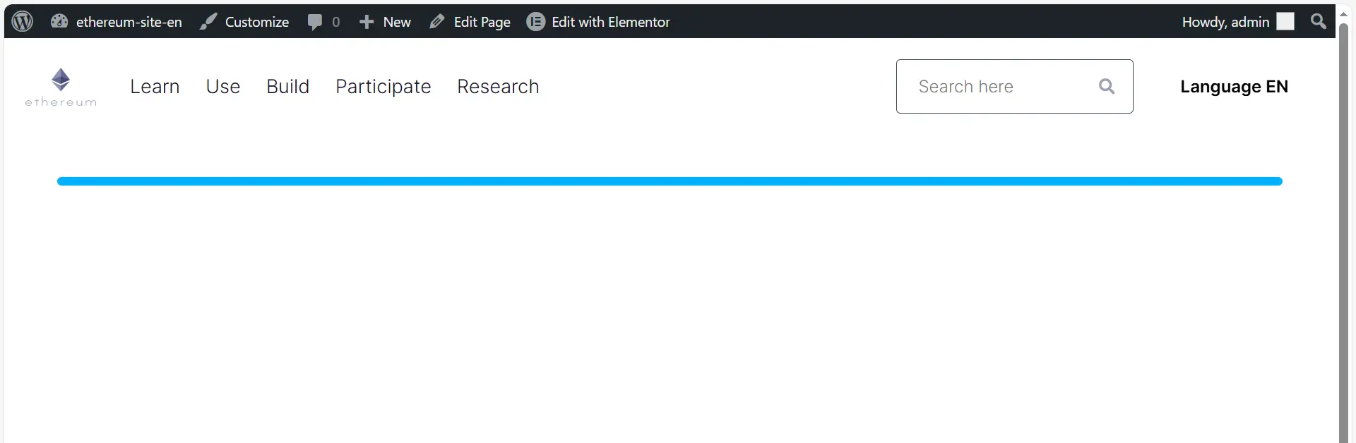 Part 1: Designing the Ethereum Website Header with Elementor 35 Final output