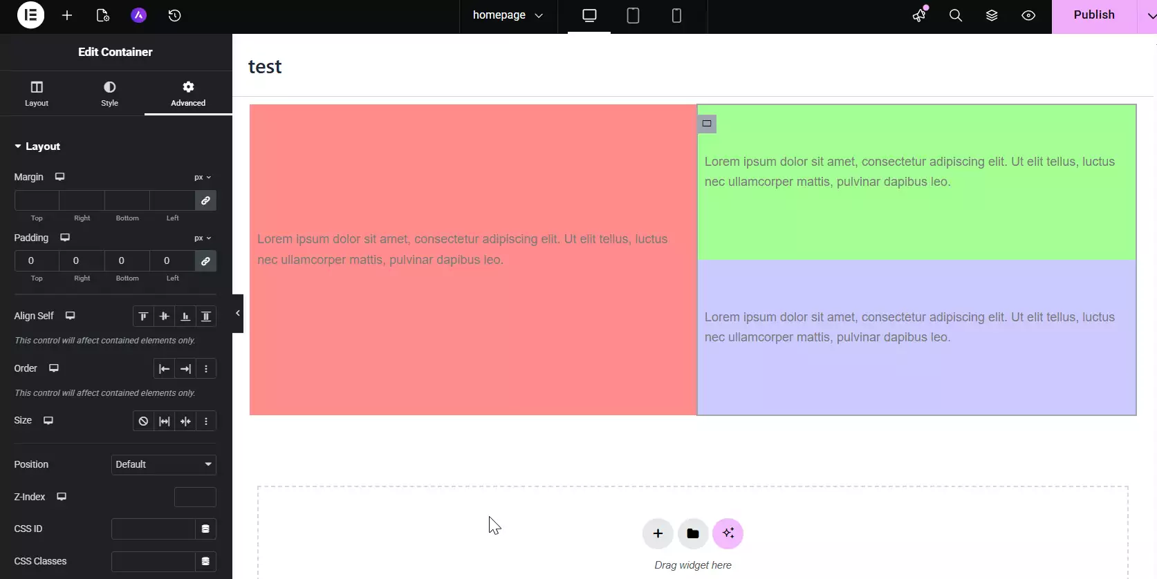 Removing gap between containers