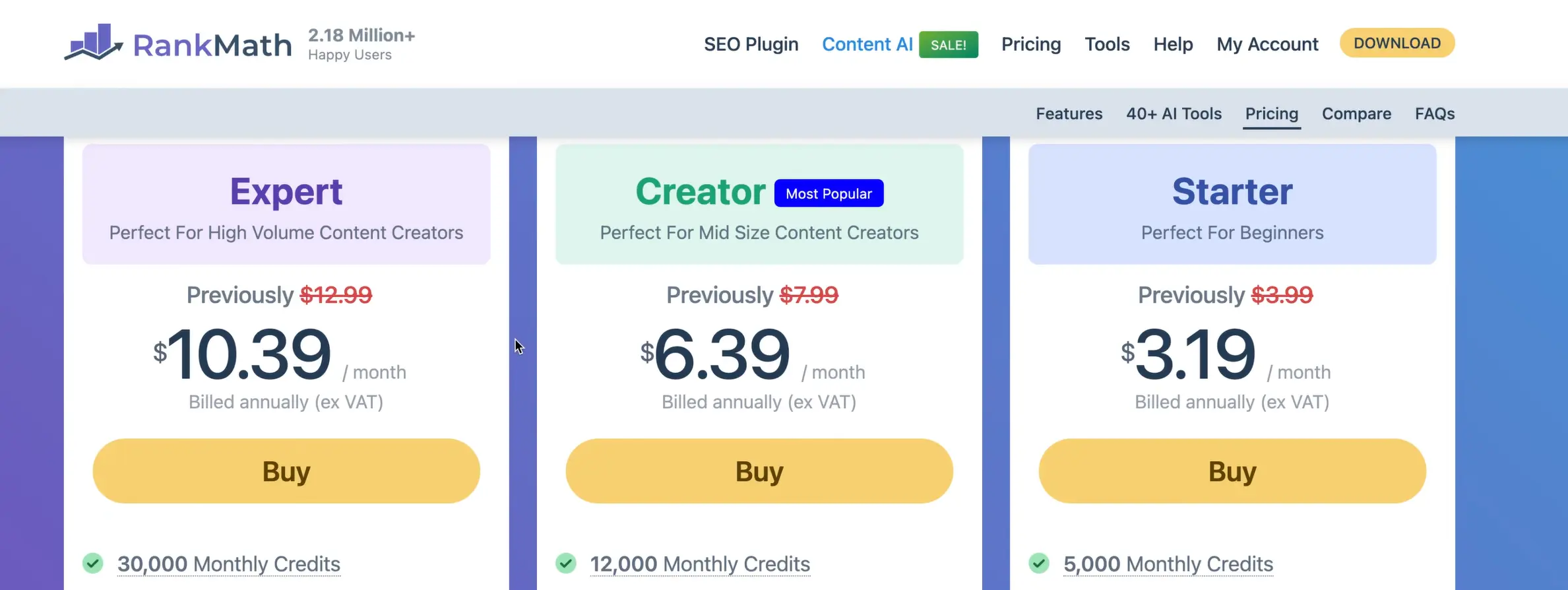 Rank math credit plan