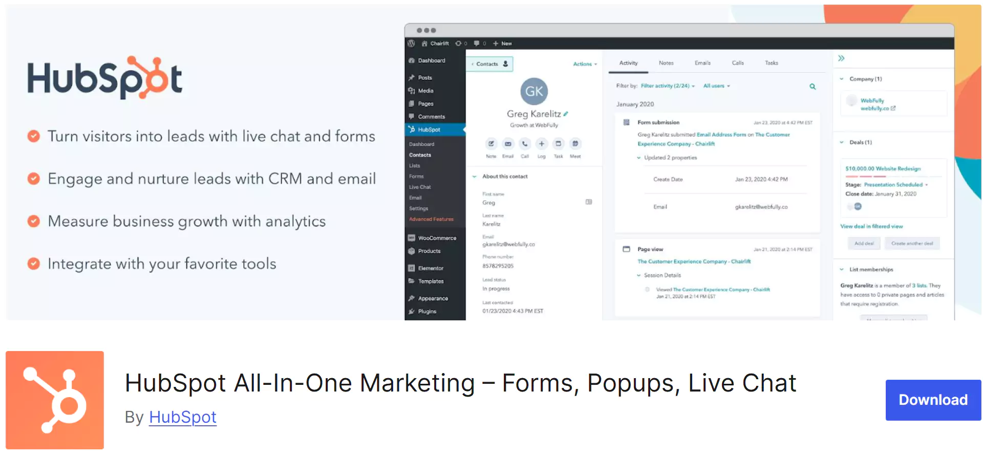 HubSpot CRM & Live Chat