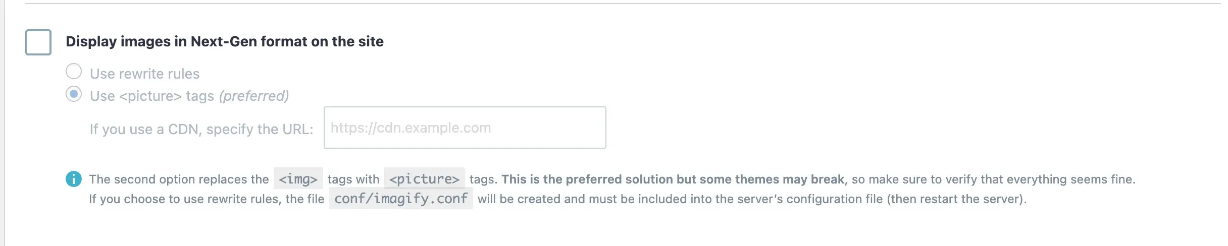 What Is Progressive JPEG and How Can It Help Increase Website Speed? 5 Enable the "Display images in Next-Gen format on the site" option