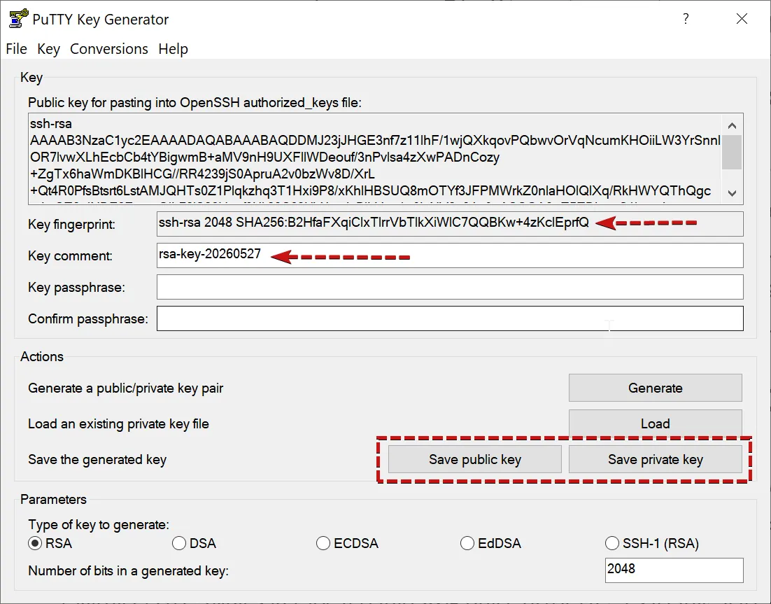 How to Connect to Linux SSH on Different Operating Systems 5 Storing public and private keys in puttyGen
