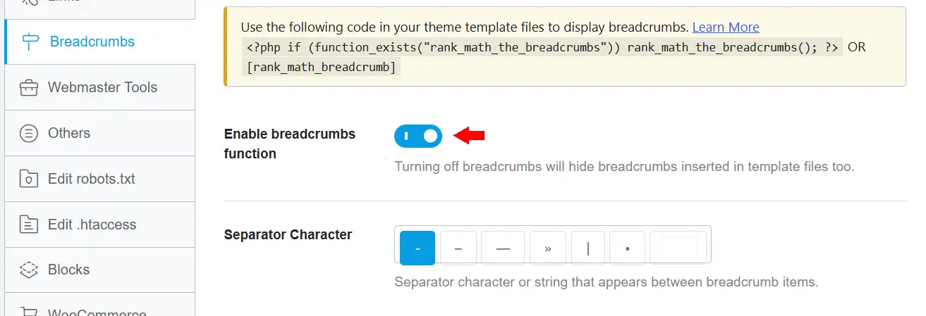 Enable Breadcrumbs