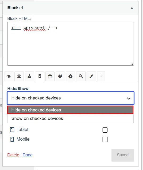 Hide on checked devices option