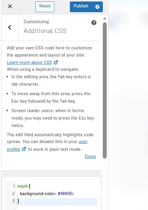 Additional CSS