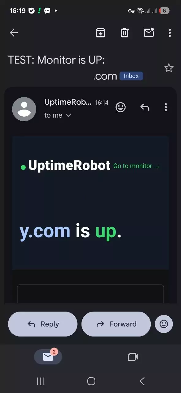uptimerobot notification email