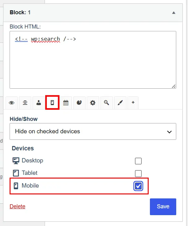 Selecting the Mobile device