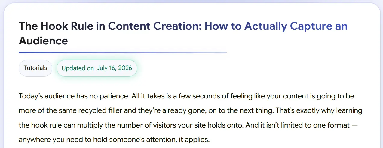 Introduction or hook at the beginning of the article by Ertano