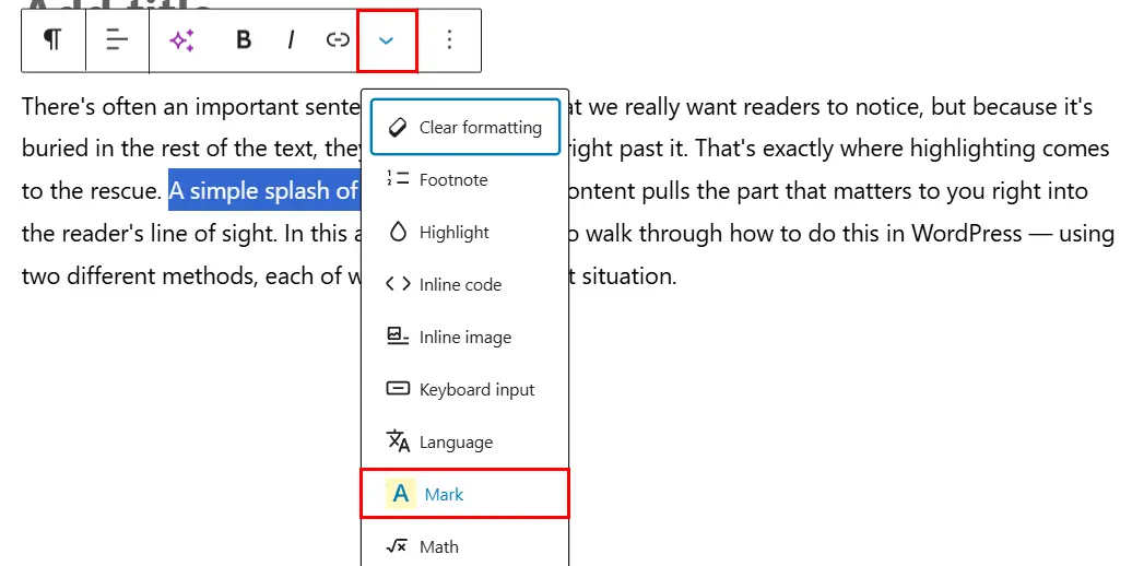 click the "Mark" option