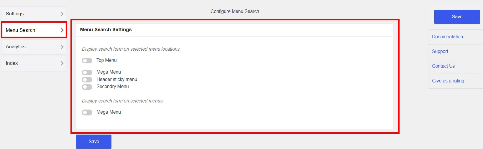 Adding a Search Form to Your WordPress Site with Ivory Search 9 Choosing the Menu Location with Select Menu