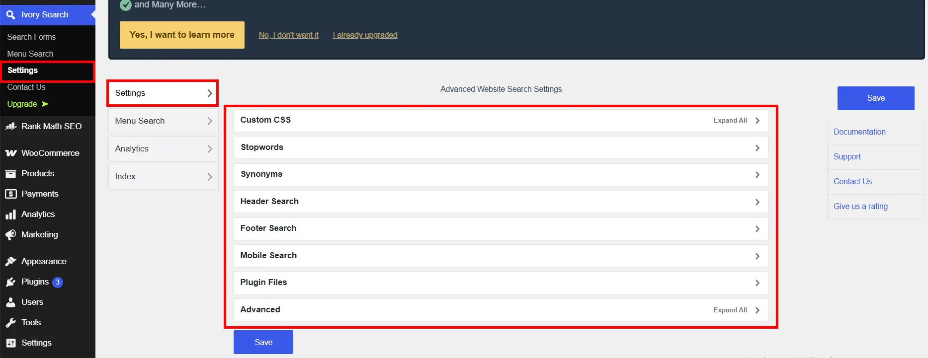 Adding a Search Form to Your WordPress Site with Ivory Search 8 Ivory Search plugin settings